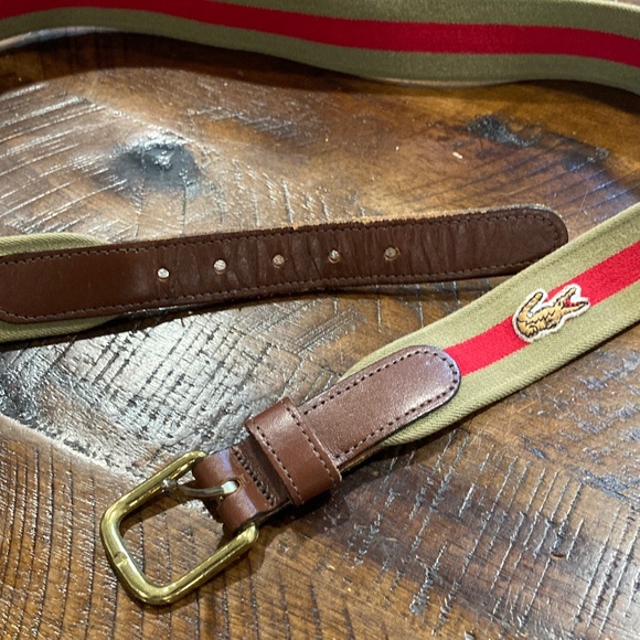 vintage Lacoste stretch canvas leather belt - Picture 1 of 7